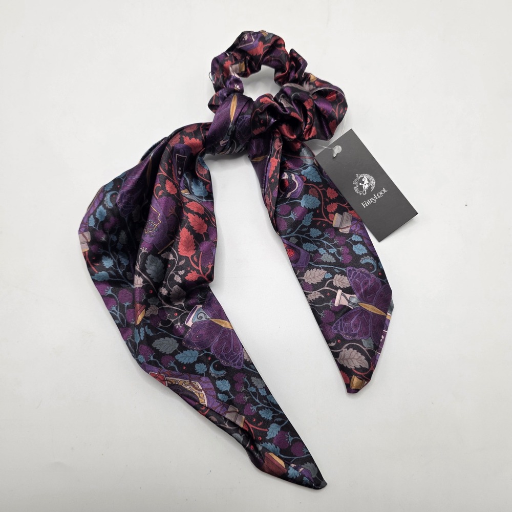 FairyLoot Poison Study Scrunchie Scarf Purple Butterfly Floral Dark Academia New